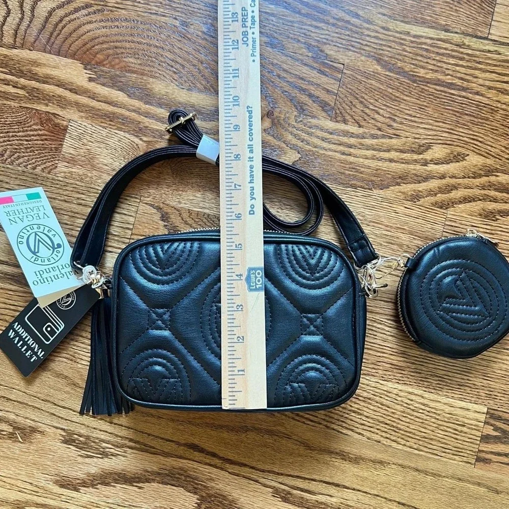 Valentino Orlandi Black Quilted Vegan Leather Crossbody Bag‎ Women NWT One Size